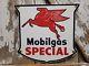 Vintage Mobil Porcelain Sign Mobilgas Special Diesel Gas Station Shield Pegasus