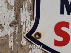 Vintage Mobil Porcelain Sign Mobilgas Special Diesel Gas Station Shield Pegasus
