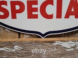 Vintage Mobil Porcelain Sign Mobilgas Special Diesel Gas Station Shield Pegasus