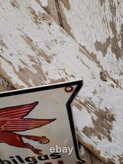 Vintage Mobil Porcelain Sign Mobilgas Special Diesel Gas Station Shield Pegasus