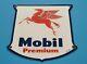 Vintage Mobil Premium Gasoline Porcelain Gas Service Pegasus Motor Oil Sign