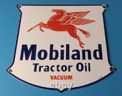 Vintage Mobil Sign Porcelain Tractor Oil Gasoline Pegasus Gas Pump Sign
