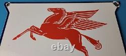 Vintage Mobil Sign Porcelain Tractor Oil Gasoline Pegasus Gas Pump Sign