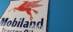 Vintage Mobil Sign Porcelain Tractor Oil Gasoline Pegasus Gas Pump Sign