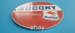 Vintage Mobil Socony Porcelain Pegasus Gas Motor Oil Service Station Pump Sign
