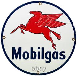 Vintage Mobilgas Porcelain Sign Dealership Gas Station Mobil Motor Oil Peggy