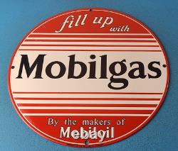 Vintage Mobilgas Porcelain Sign Mobil Fill Up Porcelain Gas Pump Plate Sign