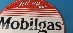 Vintage Mobilgas Porcelain Sign Mobil Fill Up Porcelain Gas Pump Plate Sign
