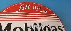 Vintage Mobilgas Porcelain Sign Mobil Fill Up Porcelain Gas Pump Plate Sign