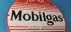 Vintage Mobilgas Porcelain Sign Mobil Fill Up Porcelain Gas Pump Plate Sign