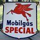 Vintage Mobilgas Special Gasoline Porcelain Sign Gas Pump Plate Mobil Oil Ad