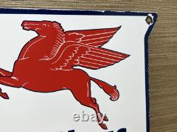 Vintage Mobilgas Special Porcelain Sign Gas Station Pegasus Pump Plate Mobil