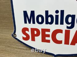 Vintage Mobilgas Special Porcelain Sign Gas Station Pegasus Pump Plate Mobil