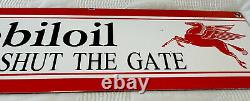 Vintage Mobiloil Porcelain Sign Gas Station Pump Plate Mobil Motor Oil Gargoyle
