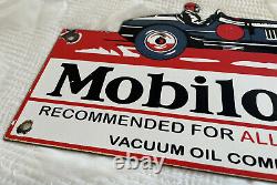 Vintage Mobiloil Porcelain Sign, Gas Station, Pump Plate, Mobil Pegasus, Oil