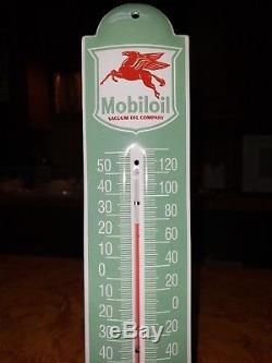 Vintage Mobiloil Thermometer Gasoline and Oil Advertising PORCELAIN Sign