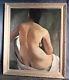 Vintage Modern Mystery Master Nude Female Painting Red Cypher Signed Elegant