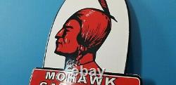 Vintage Mohawk Gasoline Porcelain Ad Gas & Motor Oil Service Station Pump Sign