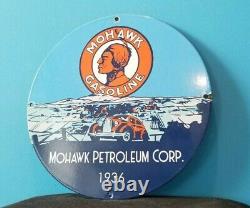 Vintage Mohawk Gasoline Porcelain Gas Motor Oil Service Station Pump Plate Sign