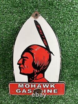 Vintage Mohawk Gasoline Porcelain Sign Gas Service Station Automobile Lube Shop