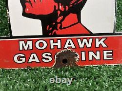 Vintage Mohawk Gasoline Porcelain Sign Gas Service Station Automobile Lube Shop