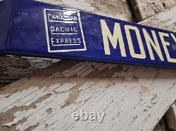 Vintage Money Order Porcelain Sign Door Bar Canadian Pacific Express Bank Gas