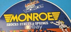 Vintage Monroe Porcelain Struts Shocks Springs Gas Service Shop Mechanic Sign