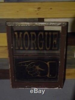 Vintage Morgue Window Sign Funeral Macabre Bizarre Hospital Gas Oil Cola Weird