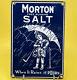 Vintage Morton Salt Porcelain Sign Gas Oil Steak House Restaurant Rain Diner