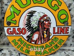 Vintage Musgo Ethyl Porcelain Signs Motor Oil Gas Station Service Medallion