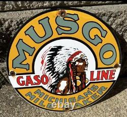 Vintage Musgo Gasoline Porcelain Sign Gas Station Pump Motor Oil Service