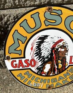 Vintage Musgo Gasoline Porcelain Sign Gas Station Pump Motor Oil Service