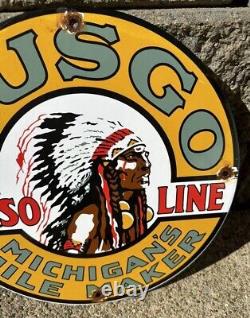 Vintage Musgo Gasoline Porcelain Sign Gas Station Pump Motor Oil Service