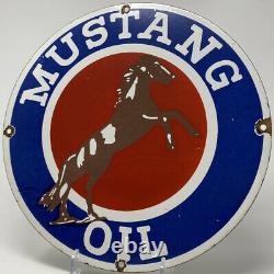 Vintage Mustang Motor Oil Porcelain Sign Gas Station Gasoline Bucking Bronco