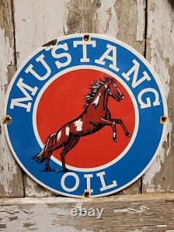 Vintage Mustang Porcelain Oil Sign Gas Station Service Garage Repair Advertising