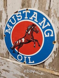 Vintage Mustang Porcelain Oil Sign Gas Station Service Garage Repair Advertising