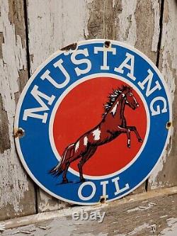 Vintage Mustang Porcelain Oil Sign Gas Station Service Garage Repair Advertising