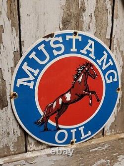 Vintage Mustang Porcelain Oil Sign Gas Station Service Garage Repair Advertising