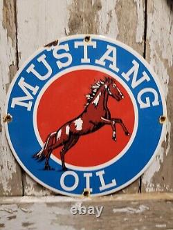 Vintage Mustang Porcelain Oil Sign Gas Station Service Garage Repair Advertising