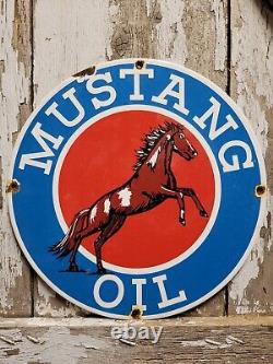 Vintage Mustang Porcelain Oil Sign Gas Station Service Garage Repair Advertising