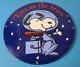 Vintage Nasa Meatball Sign Space Shuttle Snoopy Astronaut Porcelain Gas Sign