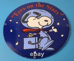 Vintage NASA Meatball Sign Space Shuttle Snoopy Astronaut Porcelain Gas Sign