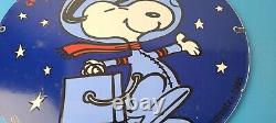 Vintage NASA Meatball Sign Space Shuttle Snoopy Astronaut Porcelain Gas Sign