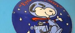 Vintage NASA Meatball Sign Space Shuttle Snoopy Astronaut Porcelain Gas Sign