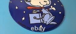 Vintage NASA Meatball Sign Space Shuttle Snoopy Astronaut Porcelain Gas Sign