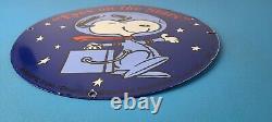 Vintage NASA Meatball Sign Space Shuttle Snoopy Astronaut Porcelain Gas Sign