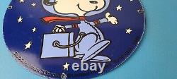 Vintage NASA Meatball Sign Space Shuttle Snoopy Astronaut Porcelain Gas Sign