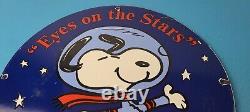 Vintage NASA Meatball Sign Space Shuttle Snoopy Astronaut Porcelain Gas Sign