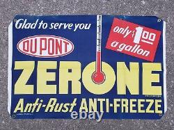 Vintage NOS Dupont Zerone Antifreeze Canvas Banner Sign Gas Station Oil Garage