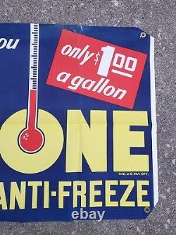 Vintage NOS Dupont Zerone Antifreeze Canvas Banner Sign Gas Station Oil Garage